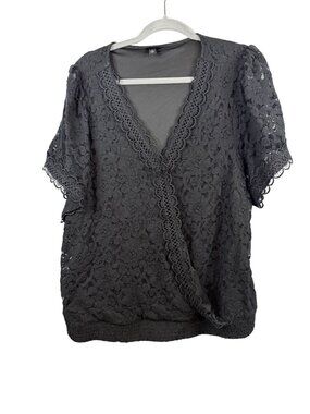 Torrid Black Lace Short Sleeve Top With Inner Lining Plus Size 4